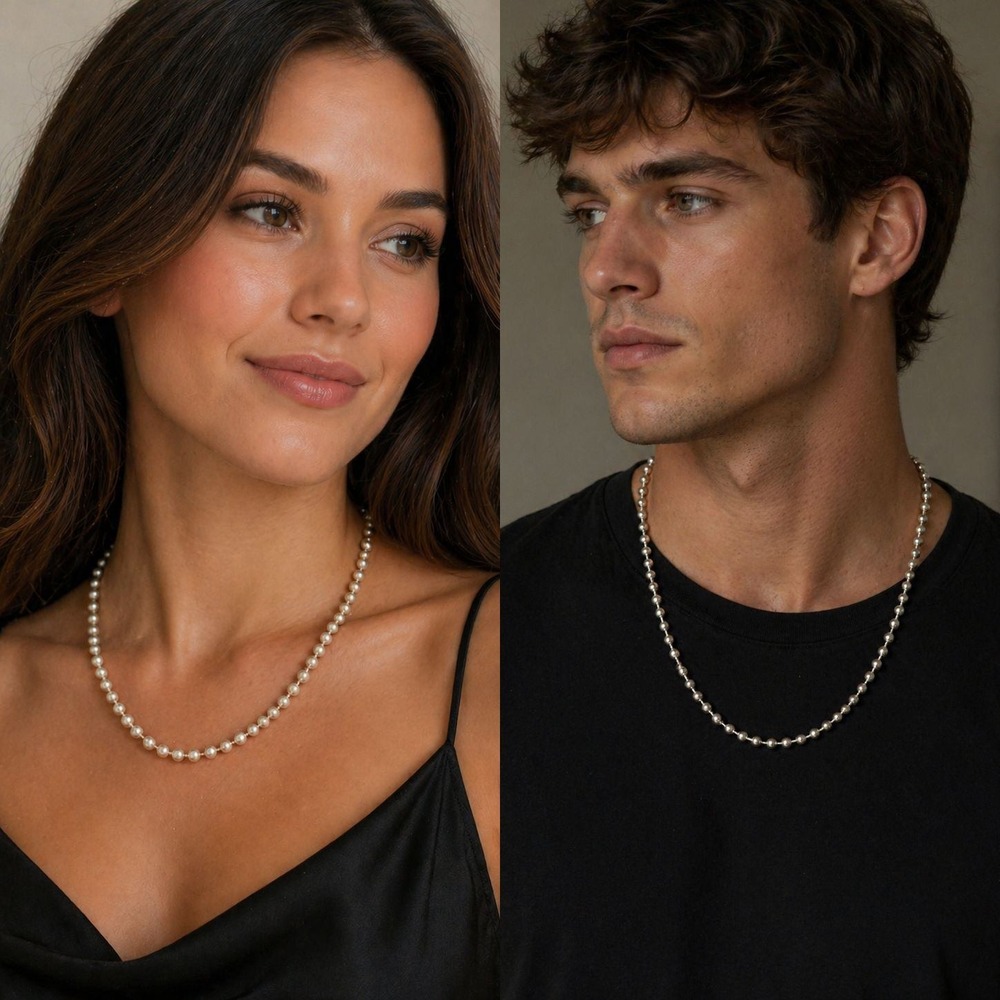 Silver .925 Ball Bead Chain Necklace Minimalist Unisex 18 Inch Lobster Clasp
